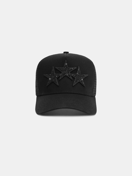 Crystal 3 Star Trucker Hat - Black Black | Amiri Special Offer