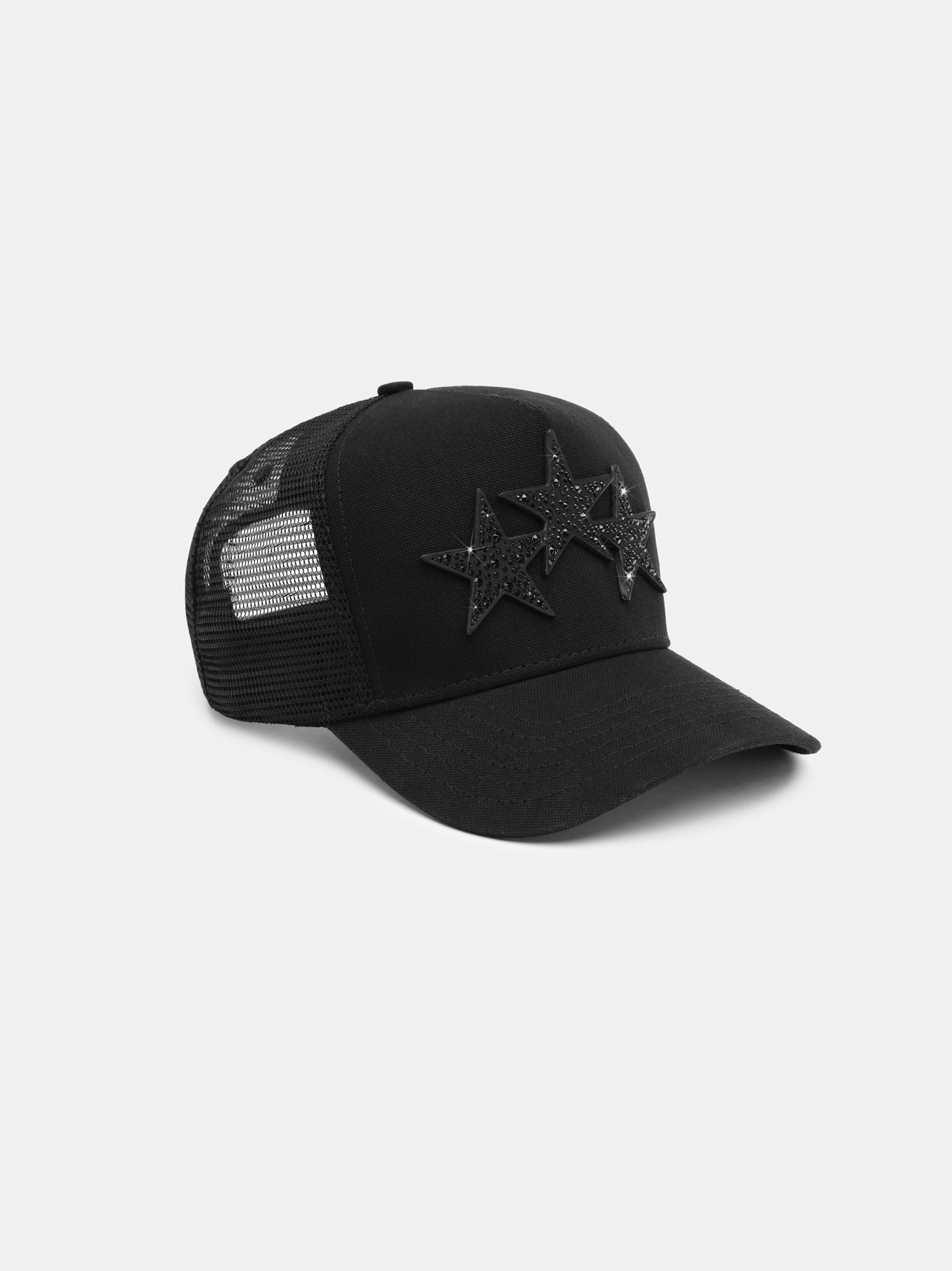Crystal 3 Star Trucker Hat - Black Black | Amiri Special Offer