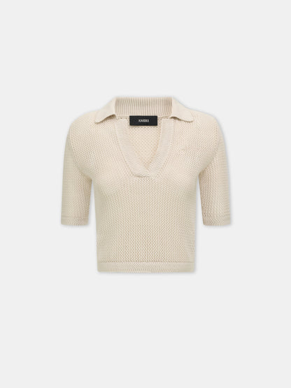 Amiri Crochet Mesh Polo - Alabaster | Amiri Special Offer