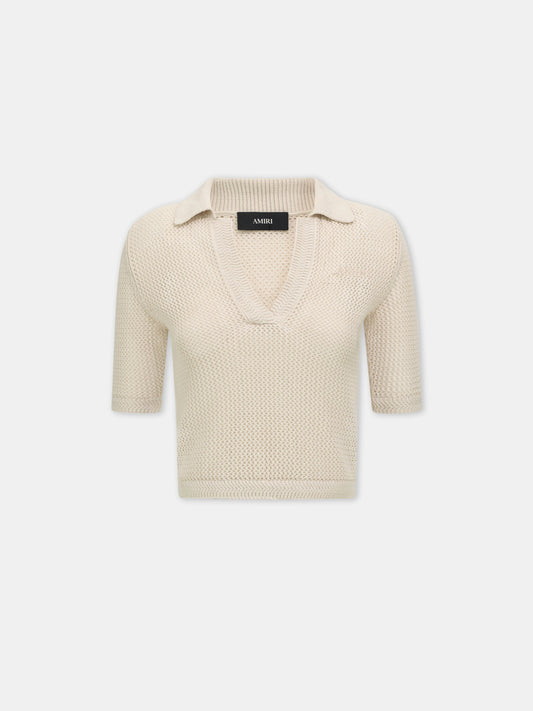 Amiri Crochet Mesh Polo - Alabaster | Amiri Special Offer