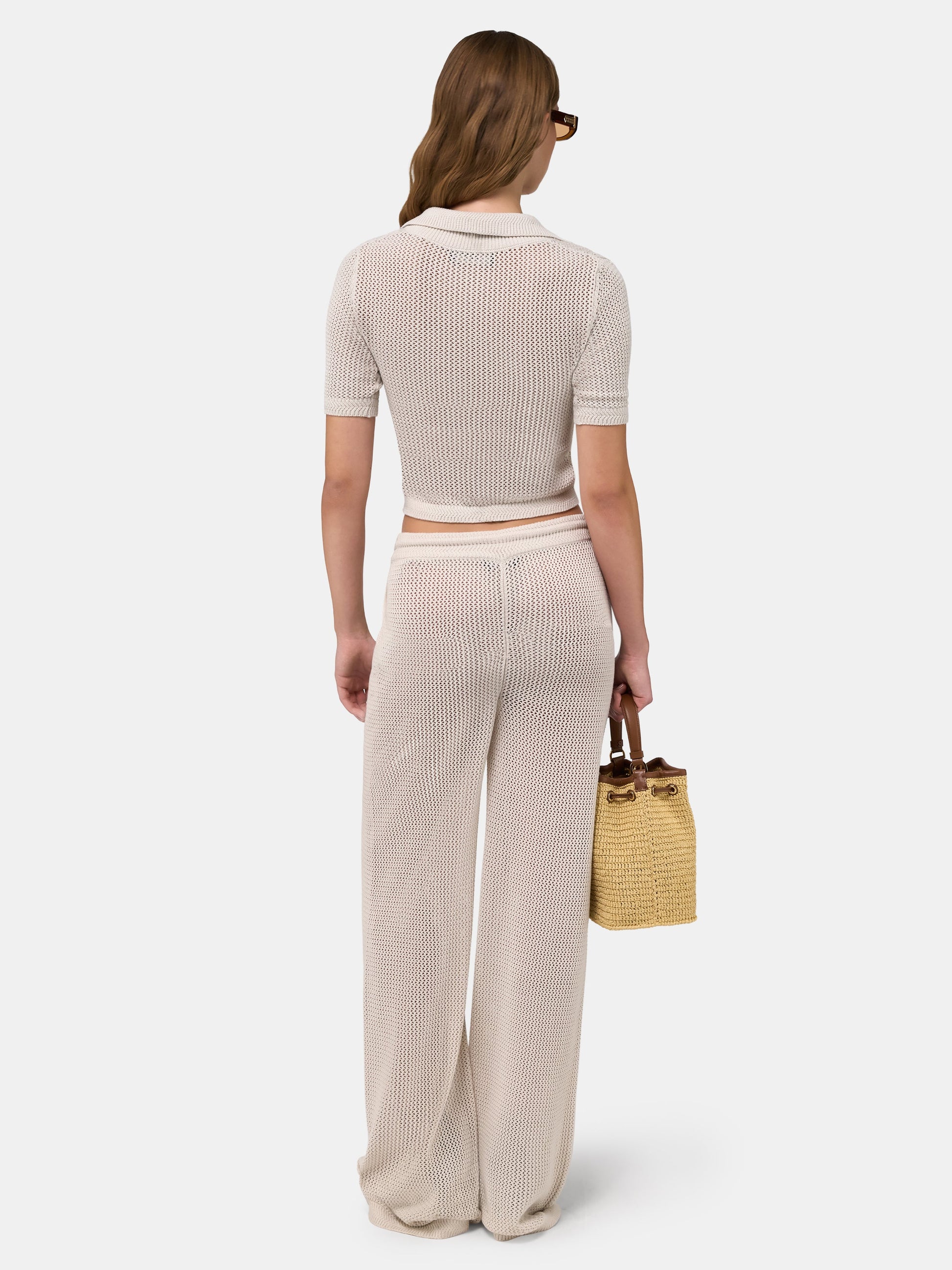 Amiri Crochet Mesh Polo - Alabaster | Amiri Special Offer