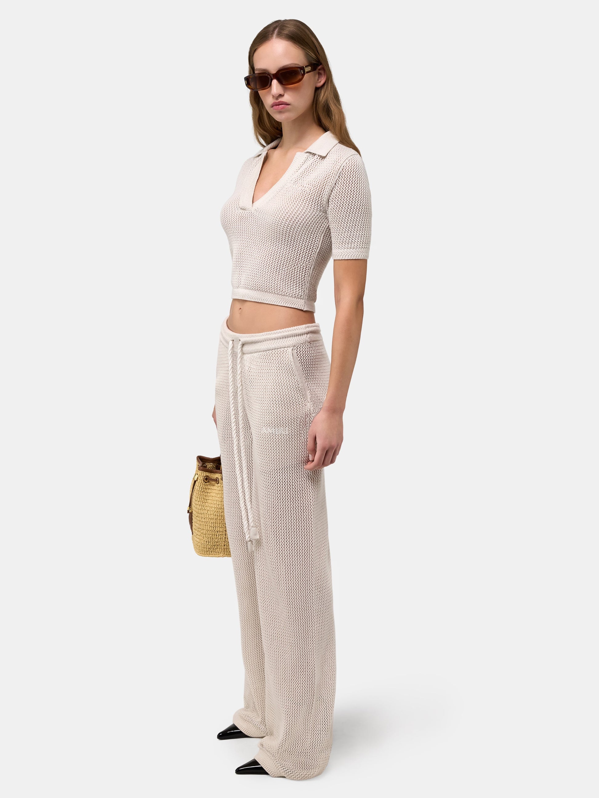 Amiri Crochet Mesh Pant - -Alabaster | Amiri Featured