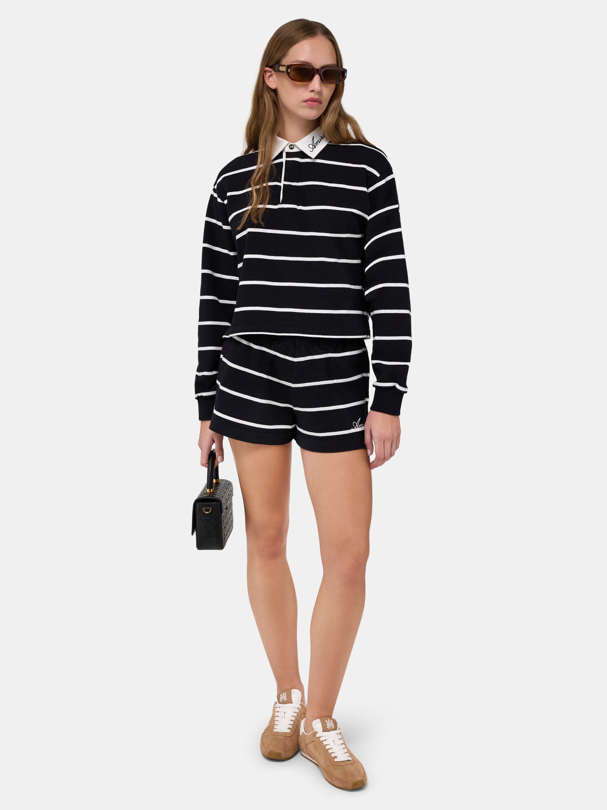 Striped Long Sleeve Polo - Black | Amiri Value