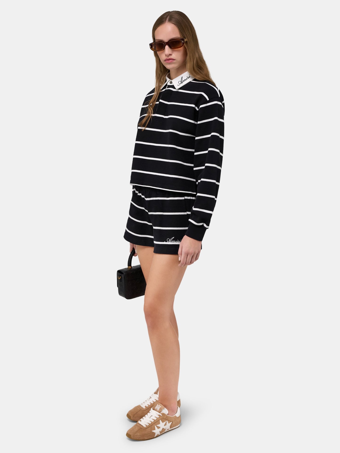 Striped Long Sleeve Polo - Black | Amiri Value