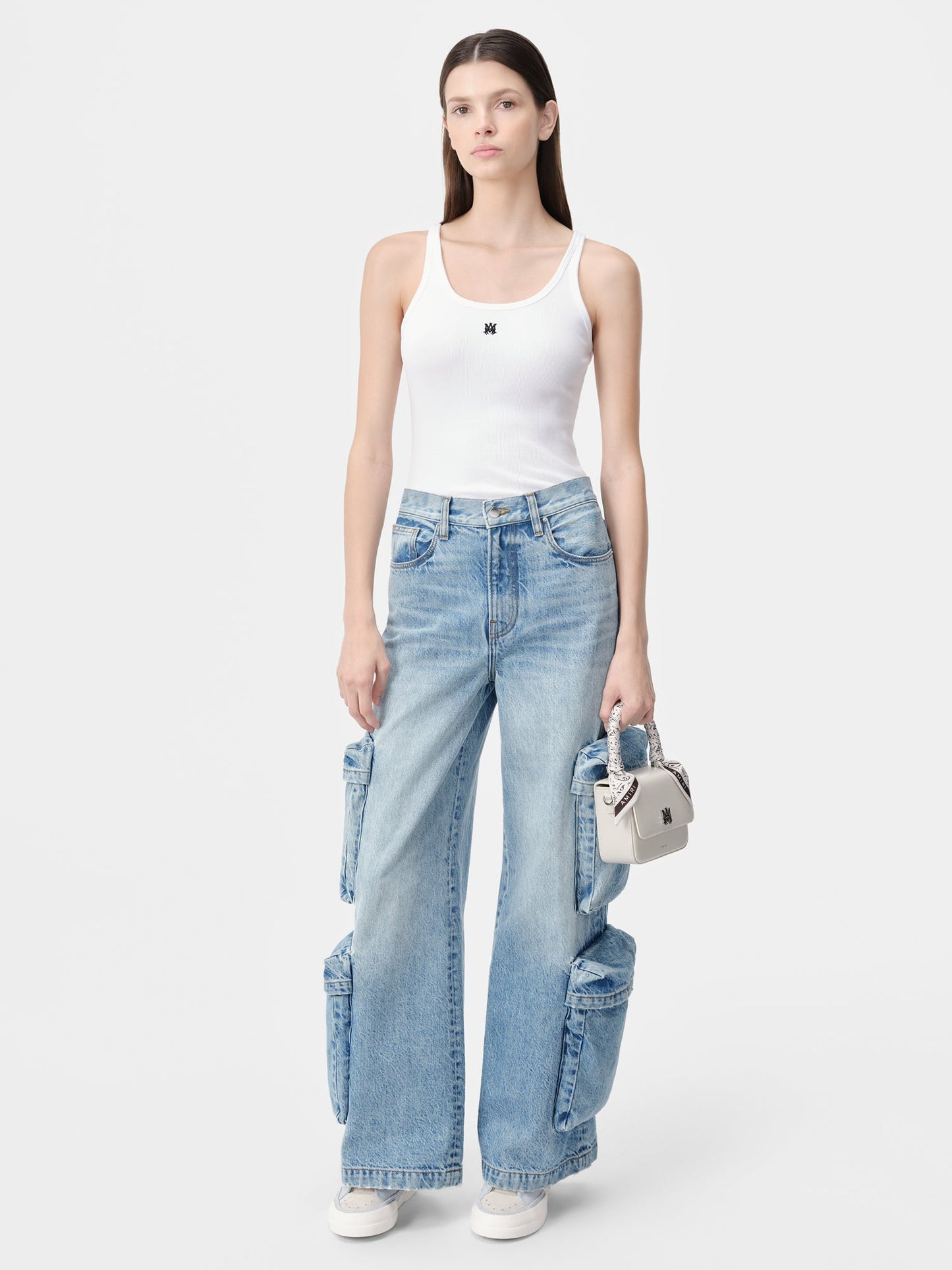 Ma Embroidered Ribbed Tank - White | Amiri Budget Friendly