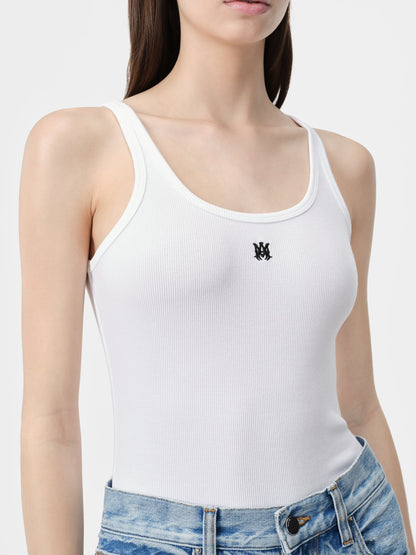 Ma Embroidered Ribbed Tank - White | Amiri Budget Friendly