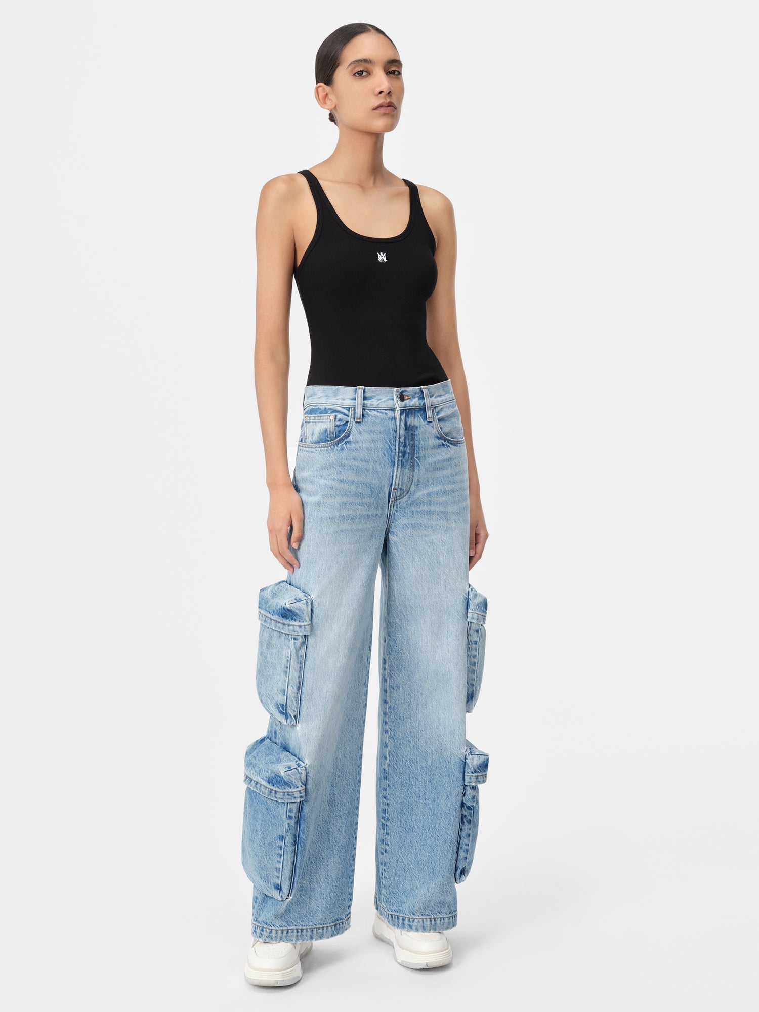 Ma Embroidered Ribbed Tank - Black | Amiri Great Deal