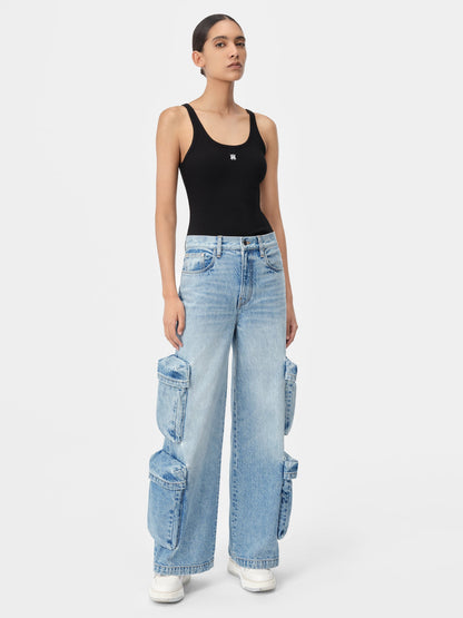 Ma Embroidered Ribbed Tank - Black | Amiri Great Deal