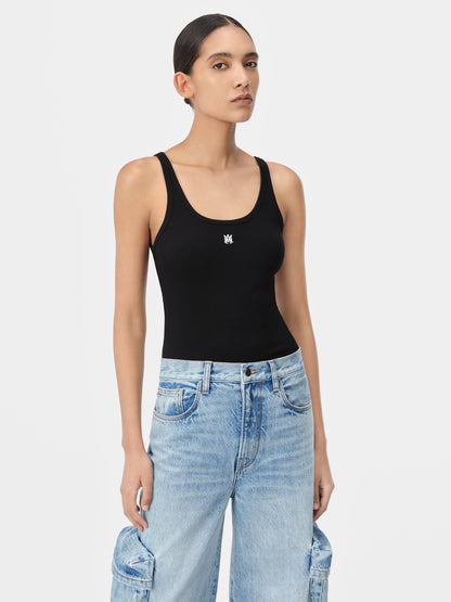 Ma Embroidered Ribbed Tank - Black | Amiri Great Deal