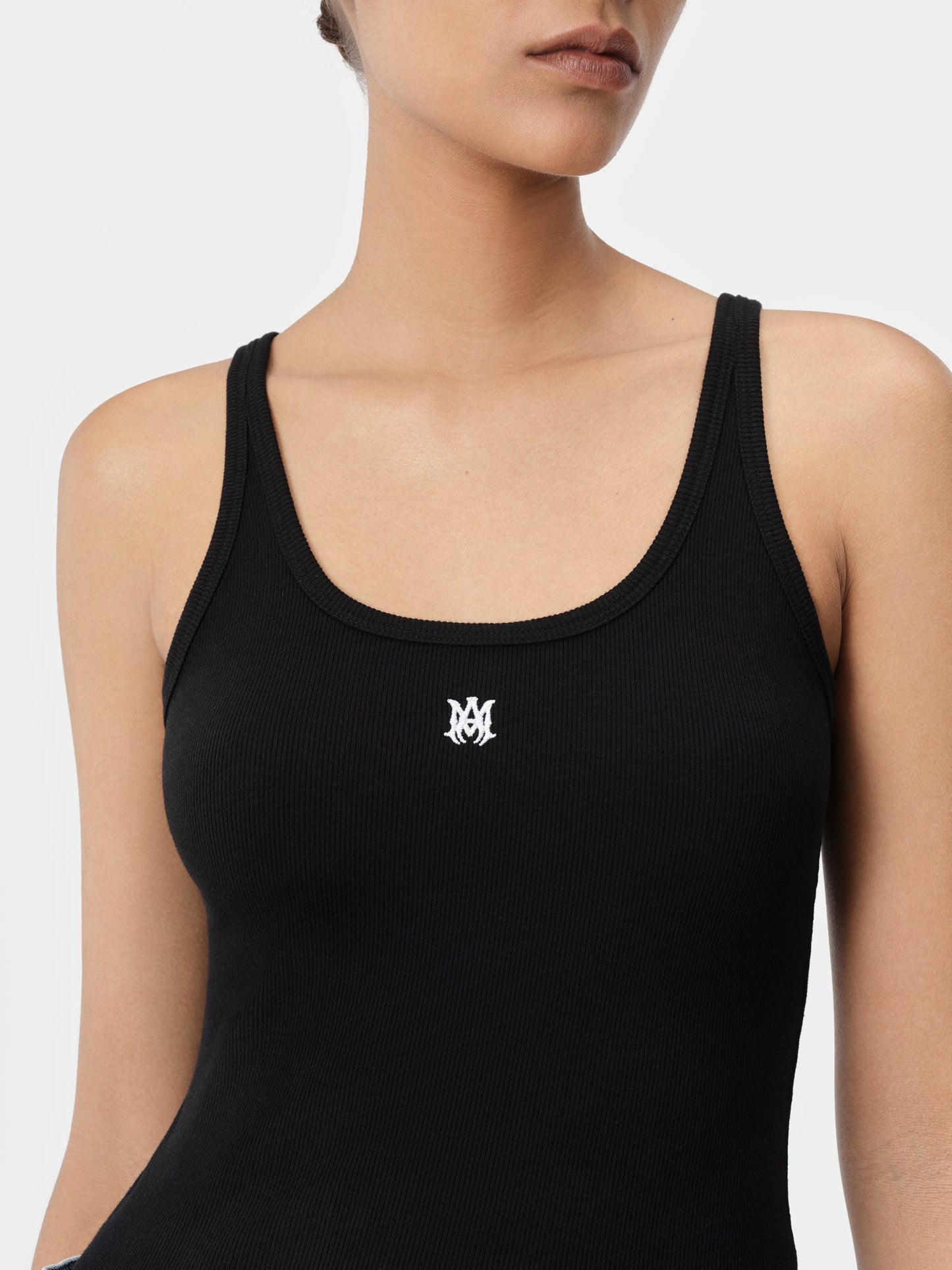 Ma Embroidered Ribbed Tank - Black | Amiri Great Deal