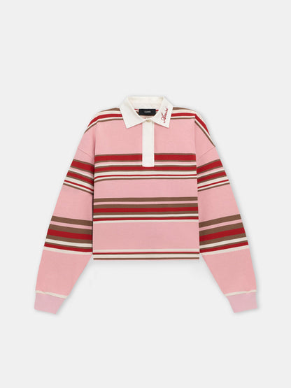 Striped Oversized Long Sleeve Polo - Pink | Amiri Affordable