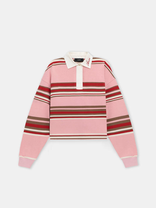 Striped Oversized Long Sleeve Polo - Pink | Amiri Affordable