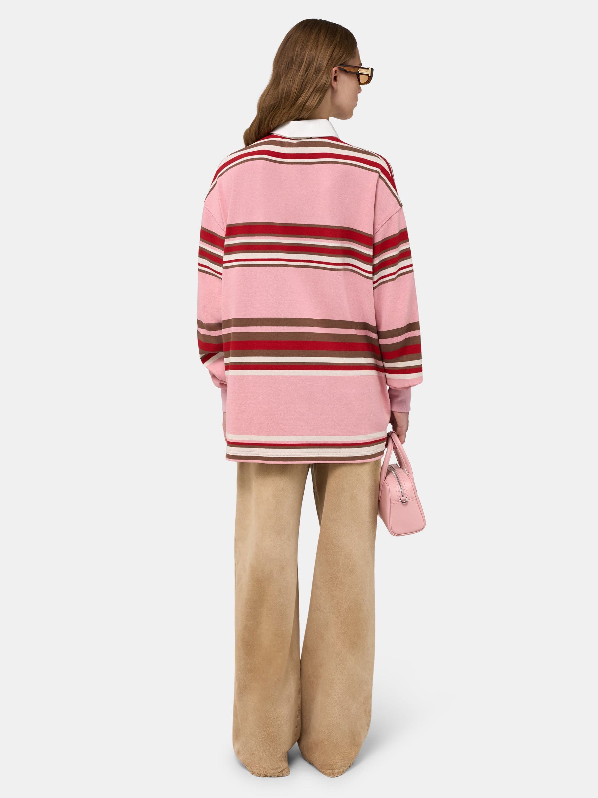 Striped Oversized Long Sleeve Polo - Pink | Amiri Affordable
