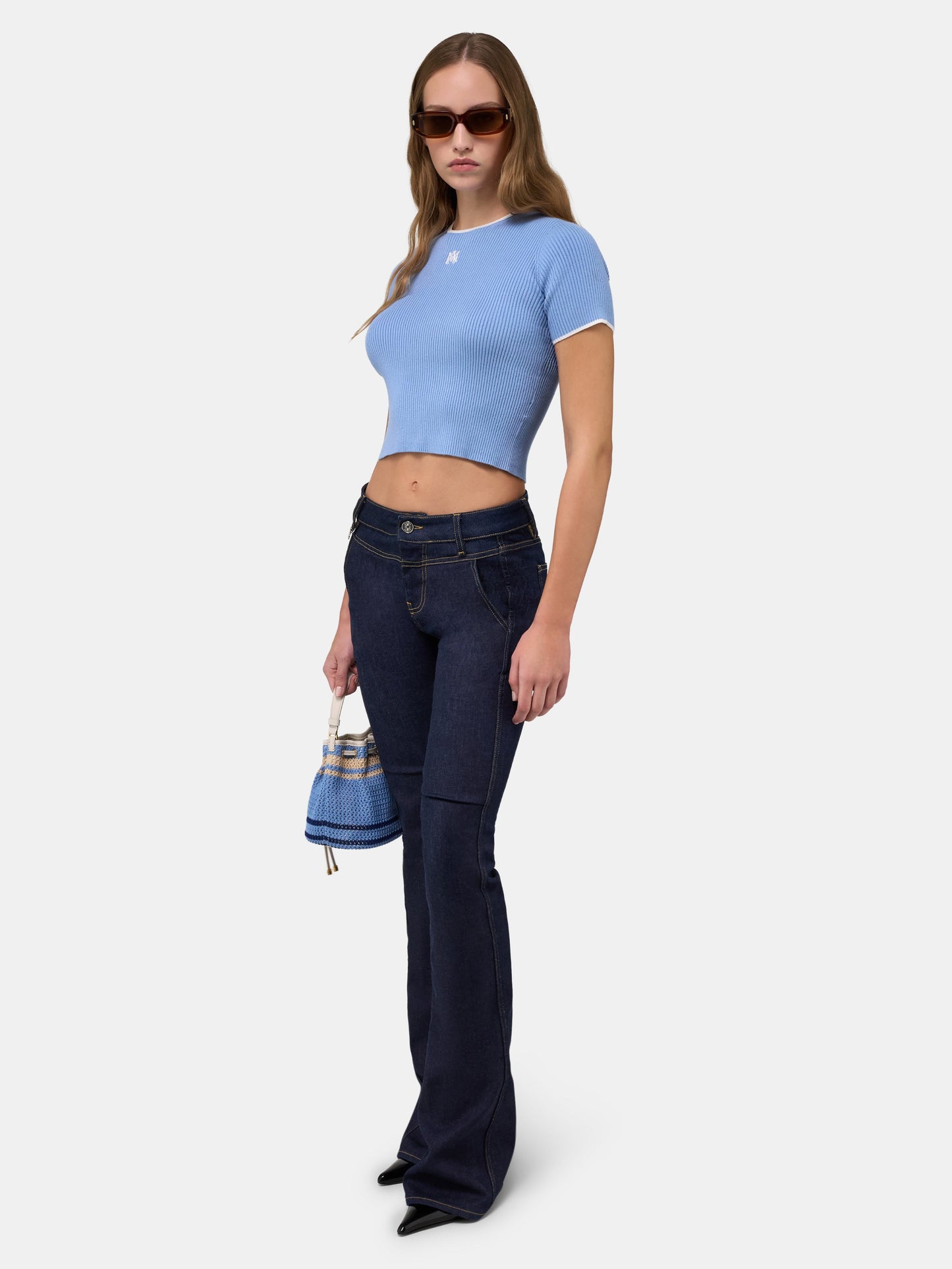 Ma Rib Knit Baby Tee - Skyline Blue | Amiri Special Offer