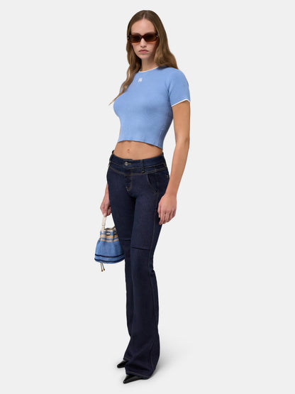 Ma Rib Knit Baby Tee - Skyline Blue | Amiri Special Offer