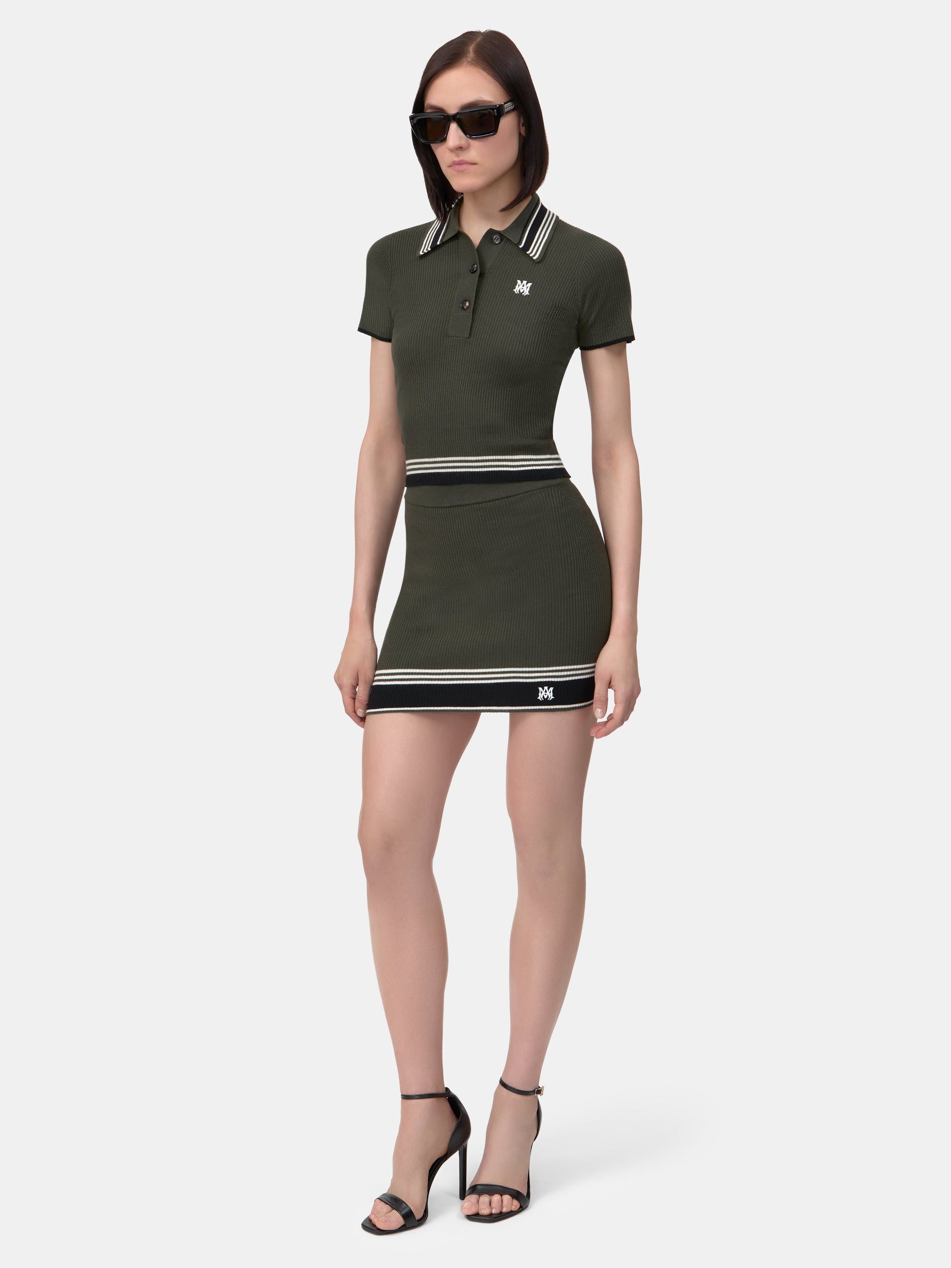 Ma Stripe Mini Skirt - Dark Sage | Amiri Affordable