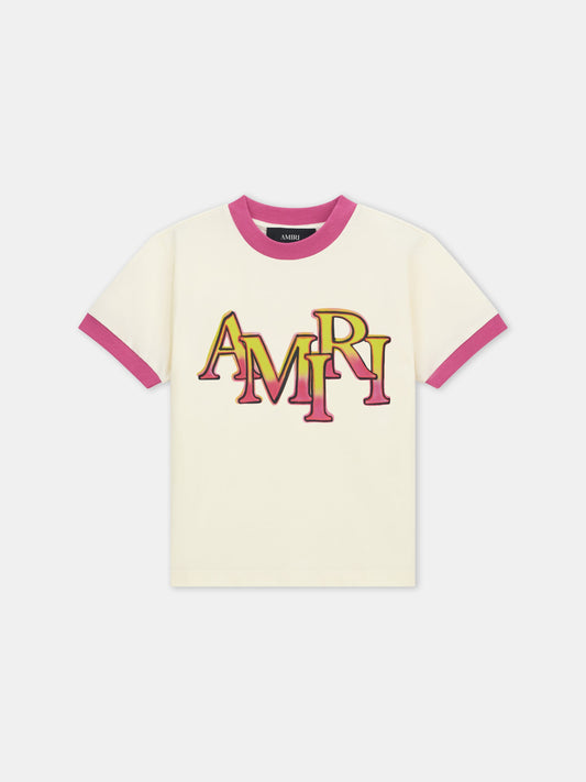 Amiri Staggered Ringer Tee - Ivory | Amiri Online