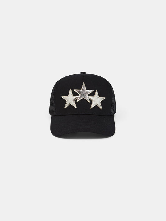 3 Star Metallic Trucker Hat - Black/Silver | Amiri Value