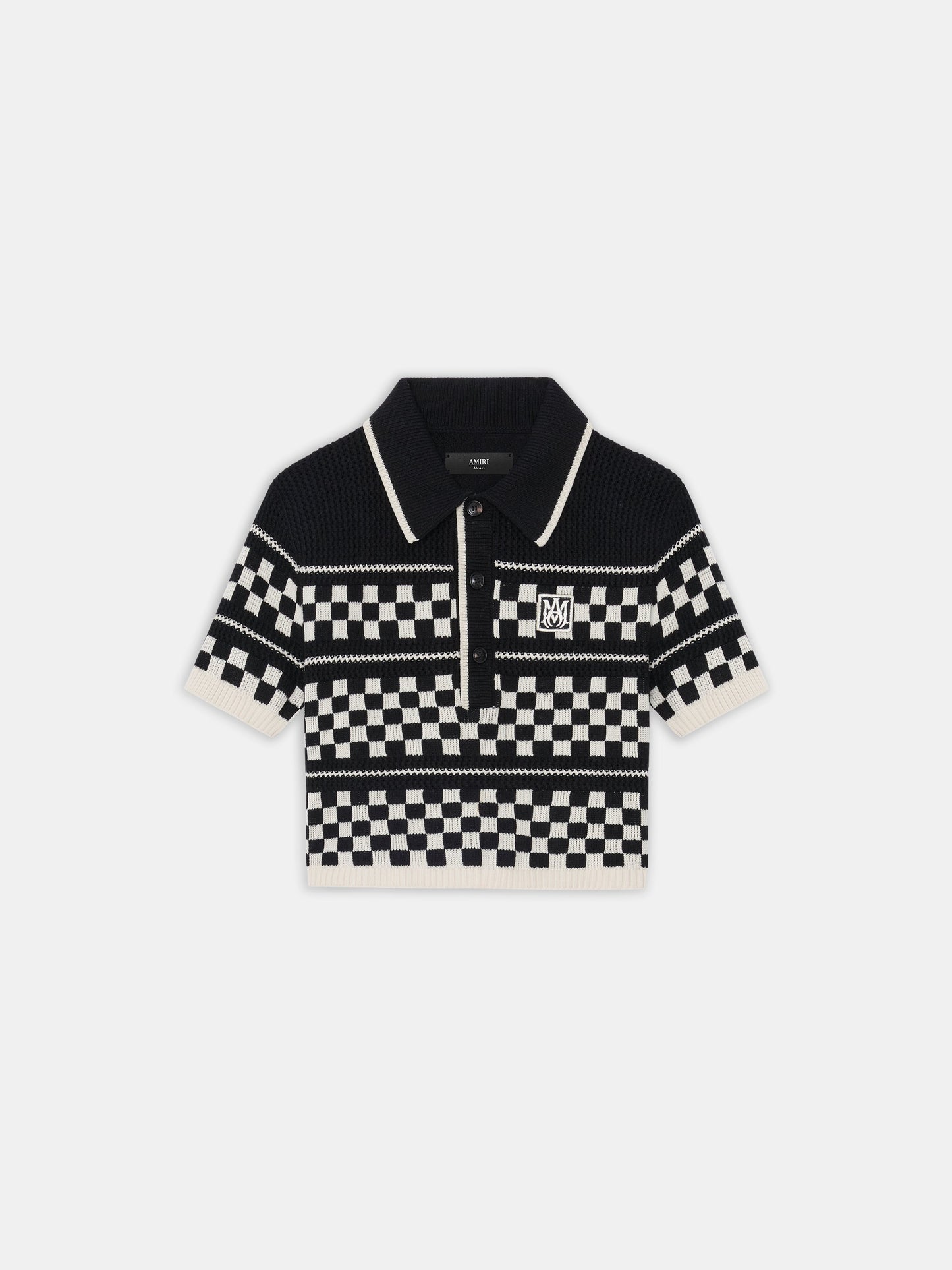 Checkered Mesh Polo - Black | Amiri Popular Choice