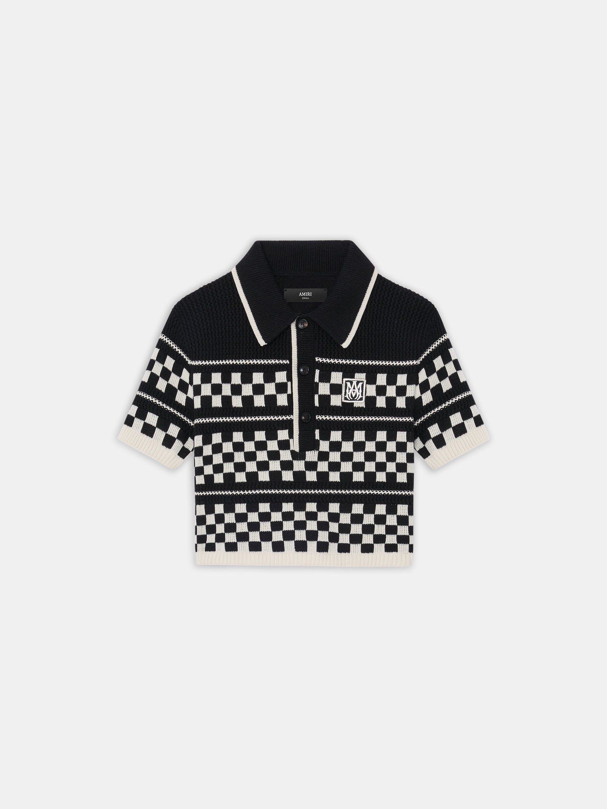 Checkered Mesh Polo - Black | Amiri Popular Choice