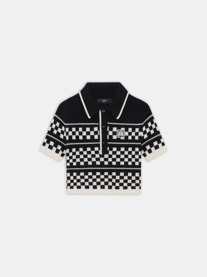 Checkered Mesh Polo - Black | Amiri Popular Choice