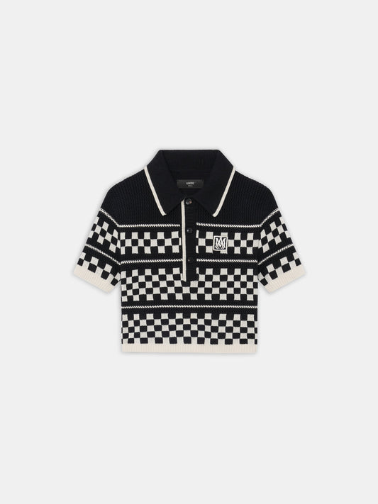 Checkered Mesh Polo - Black | Amiri Popular Choice