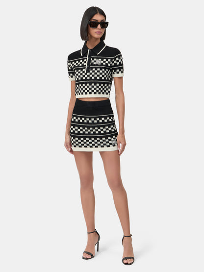 Checkered Mesh Skirt - Black | Amiri Best Seller