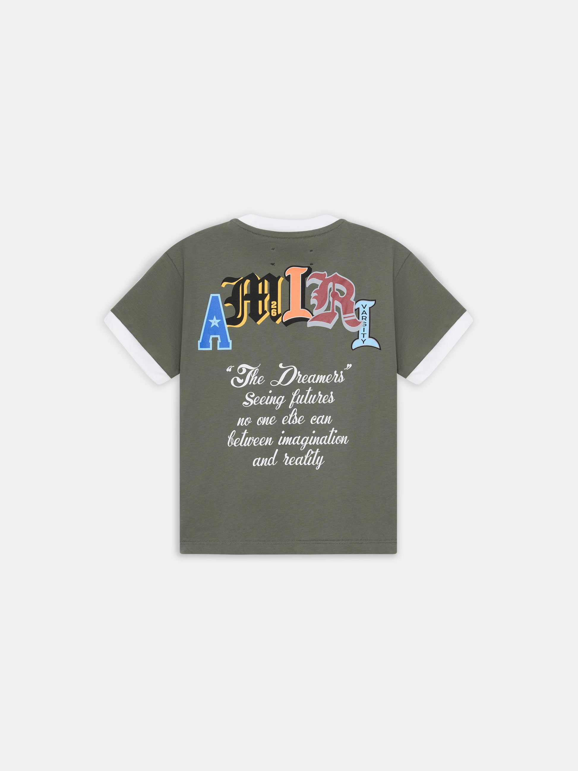 Varsity Patch Ringer Tee - Dark Sage | Amiri Best Seller