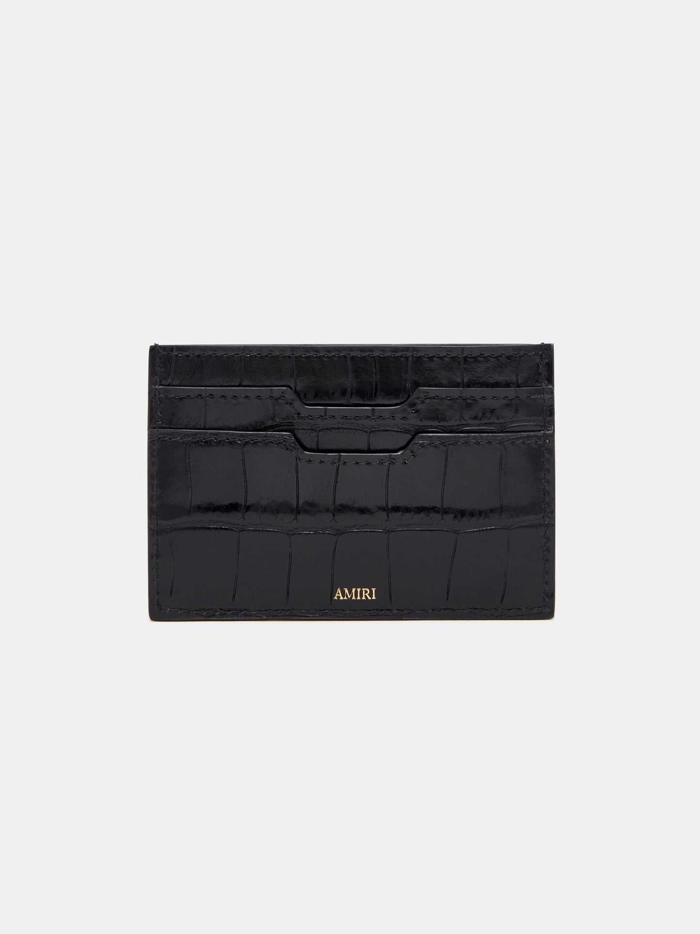 Croc Embossed Card Holder - Black | Amiri Special Offer