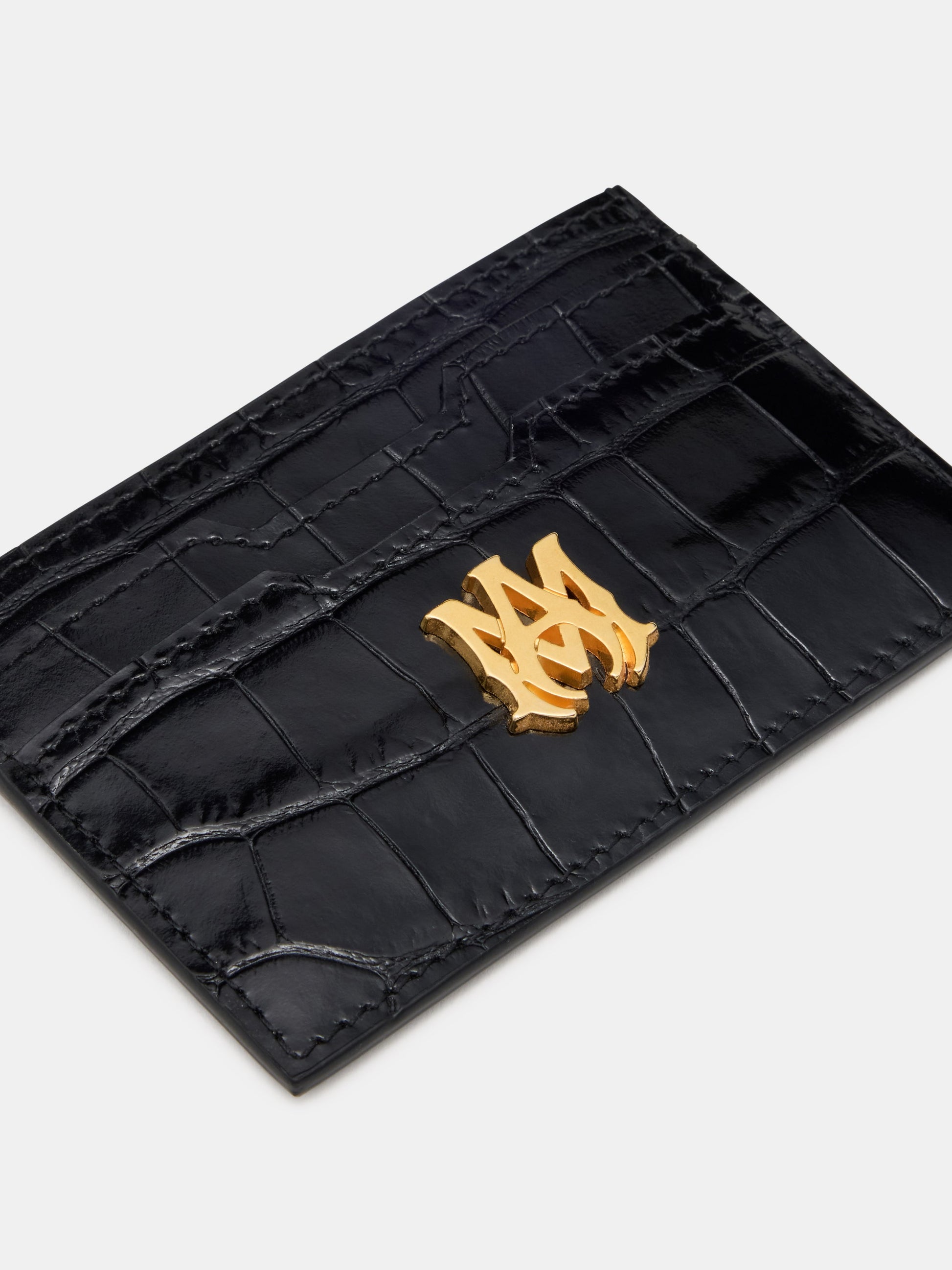 Croc Embossed Card Holder - Black | Amiri Special Offer