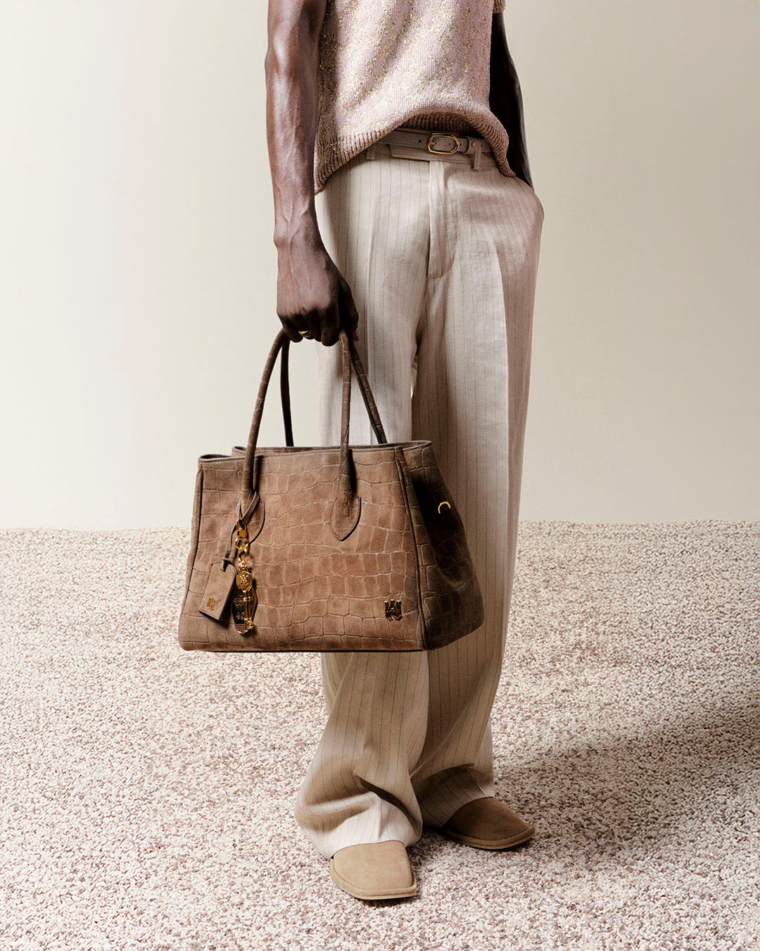 Suede Croc Honey 40 Tote - Dark Brown | Amiri Value