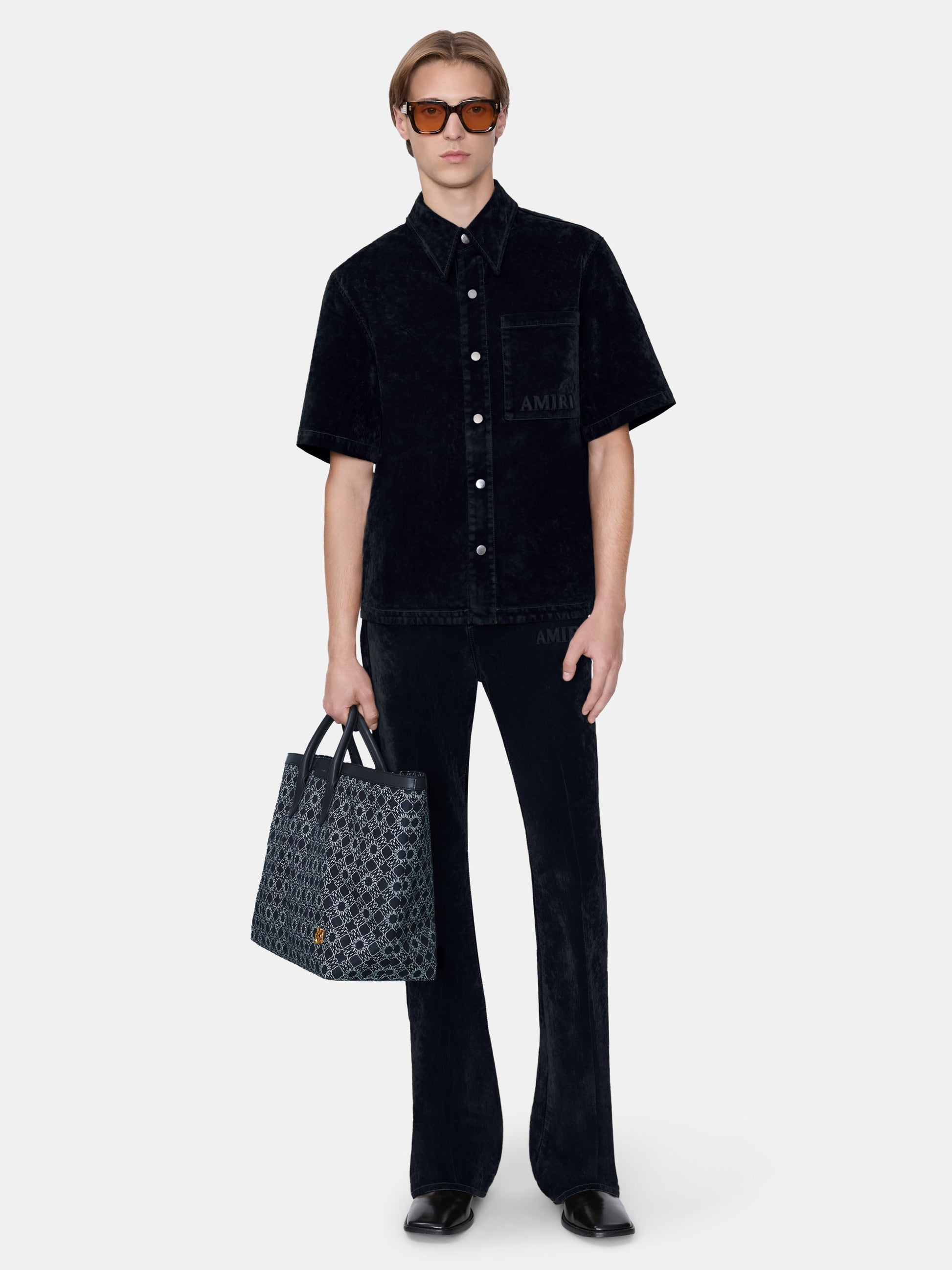 Velvet Camp Shirt - Black | Amiri Online