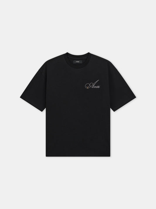Crystal Amiri Script Oversized Tee - Black | Amiri Popular Choice