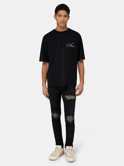 Crystal Amiri Script Oversized Tee - Black | Amiri Popular Choice