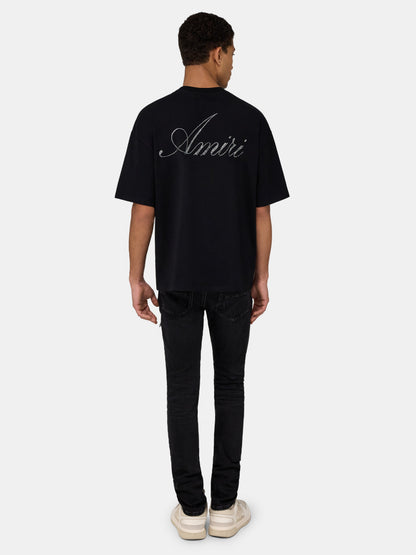 Crystal Amiri Script Oversized Tee - Black | Amiri Popular Choice
