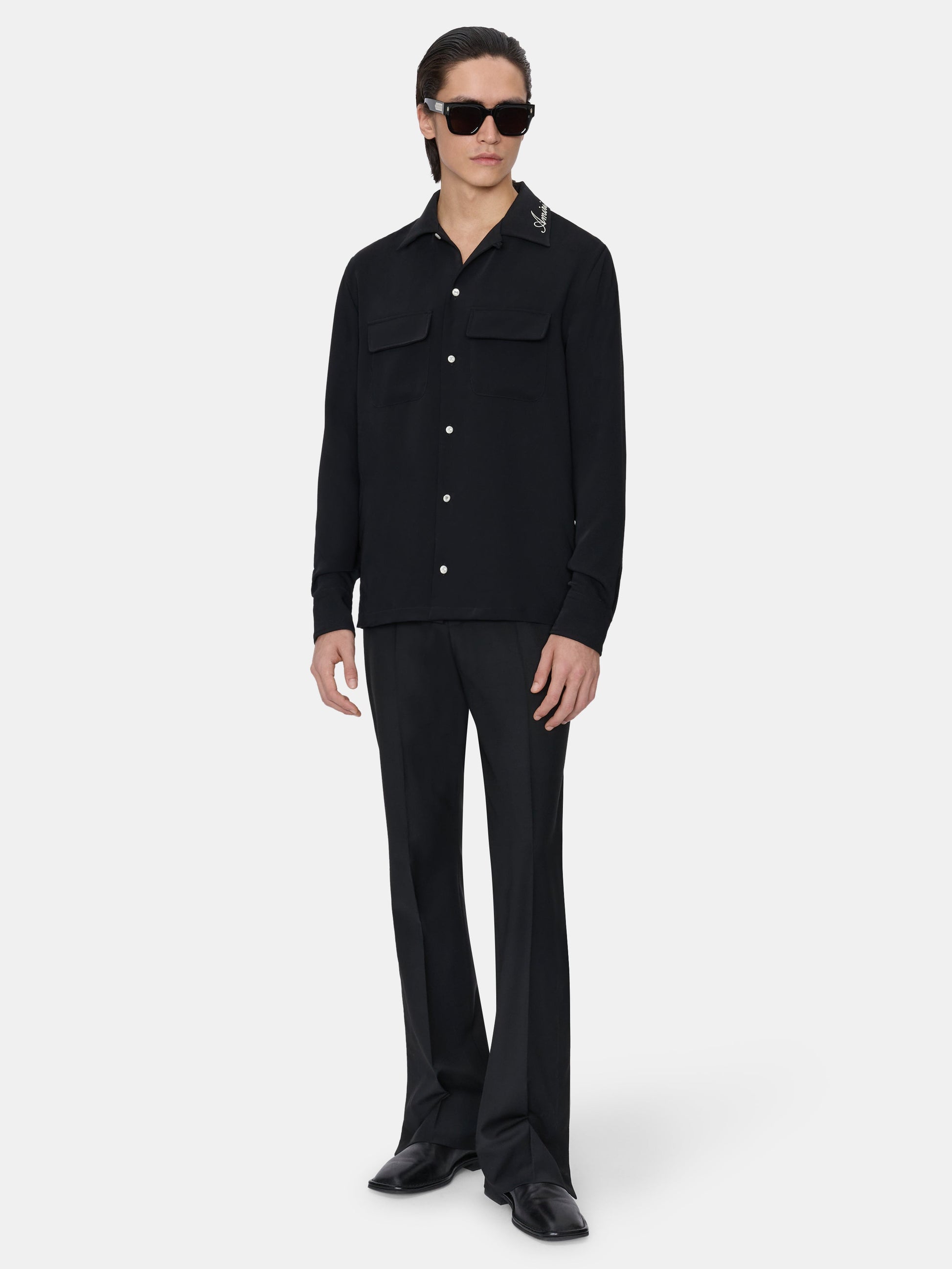 Round Pocket Dress Shirt - Black | Amiri Budget Friendly