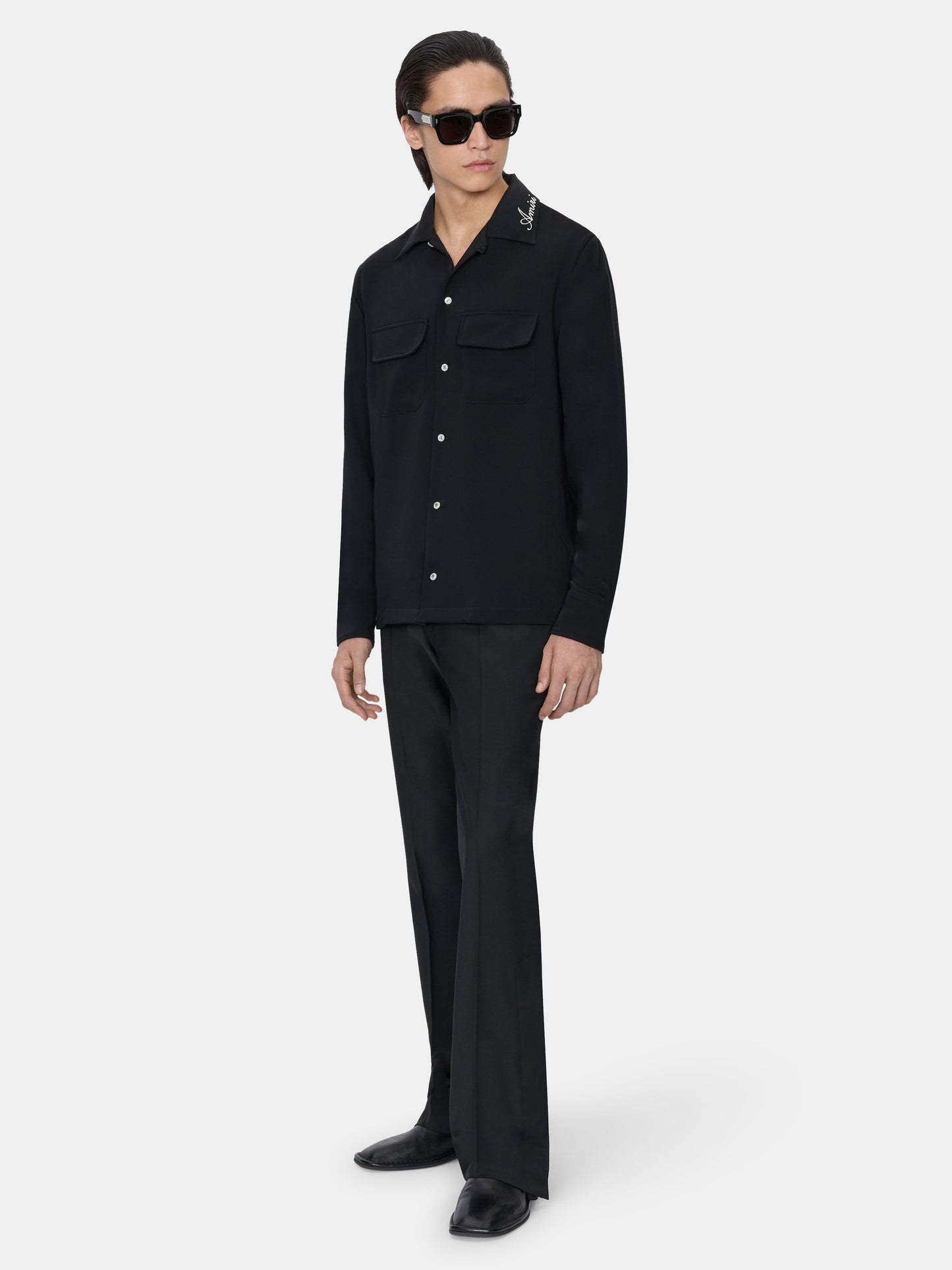 Round Pocket Dress Shirt - Black | Amiri Budget Friendly
