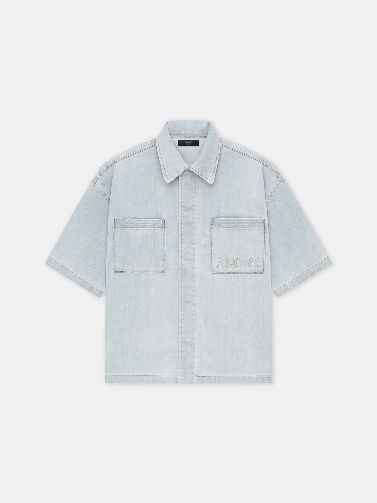 Amiri 3d Short Sleeve Snap Shirt - Light Indigo | Amiri Special Offer