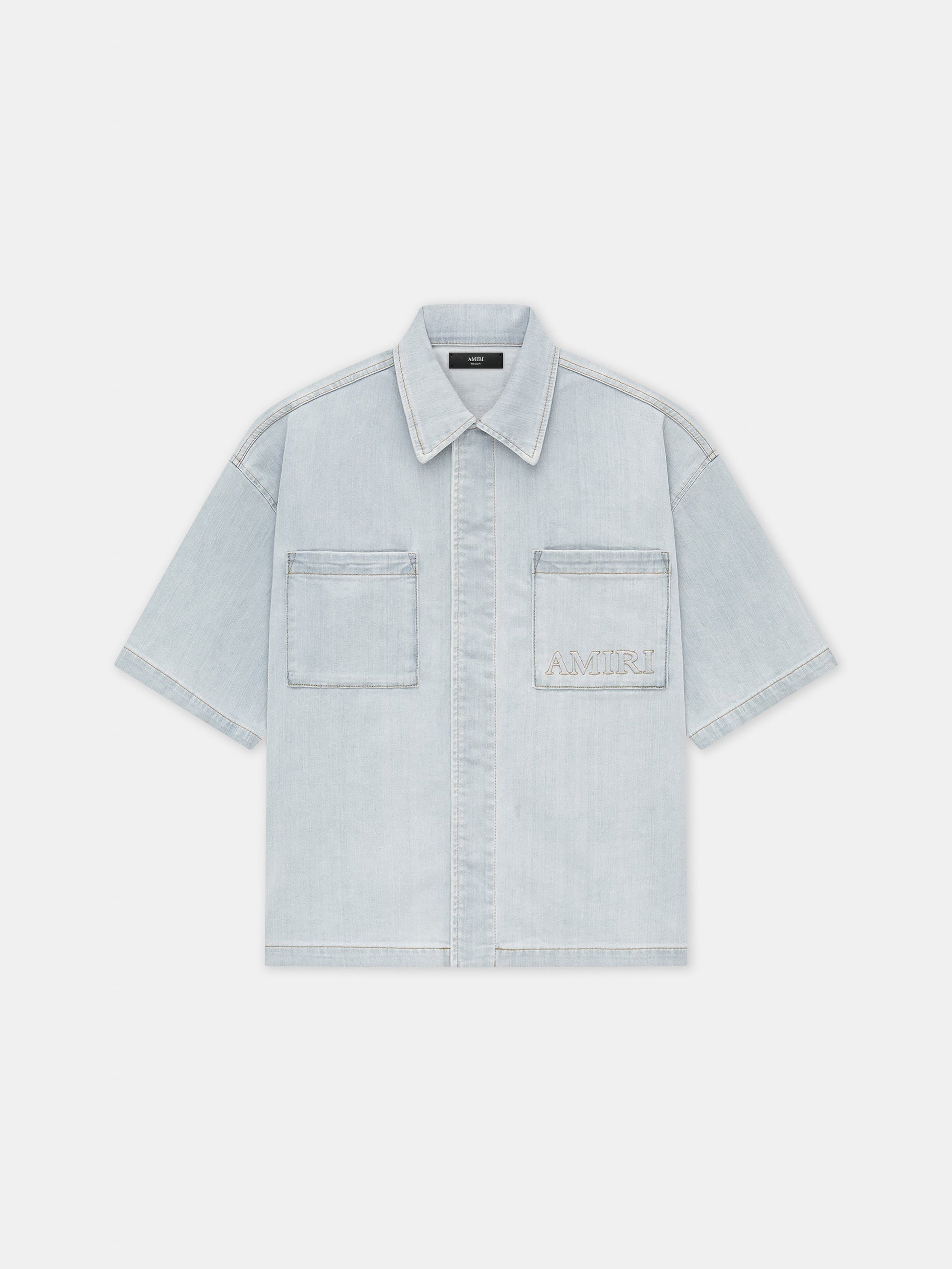Amiri 3d Short Sleeve Snap Shirt - Light Indigo | Amiri Special Offer