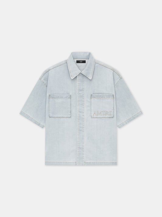 Amiri 3d Short Sleeve Snap Shirt - Light Indigo | Amiri Special Offer