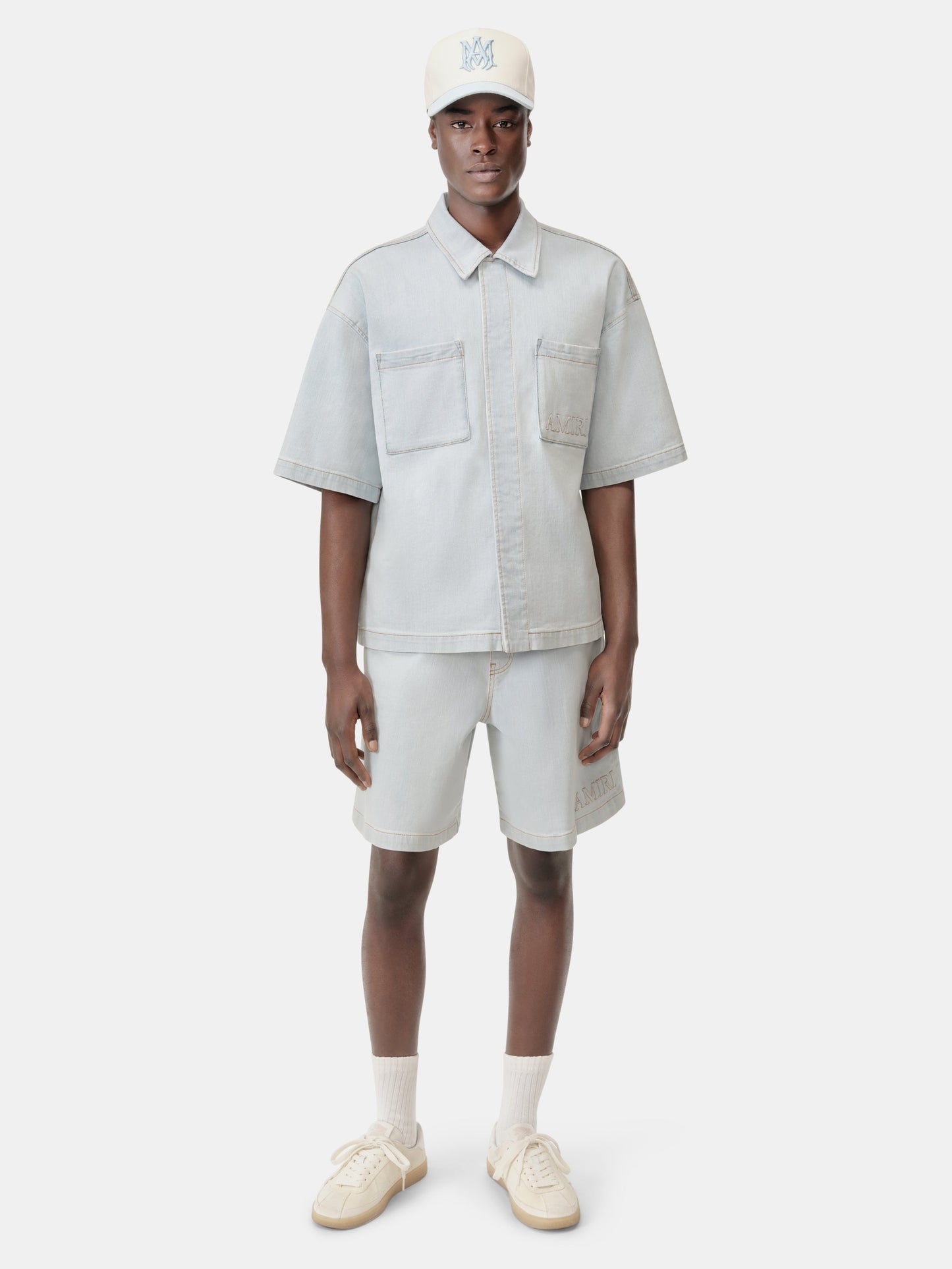 Amiri 3d Short Sleeve Snap Shirt - Light Indigo | Amiri Special Offer