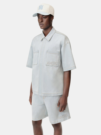 Amiri 3d Short Sleeve Snap Shirt - Light Indigo | Amiri Special Offer