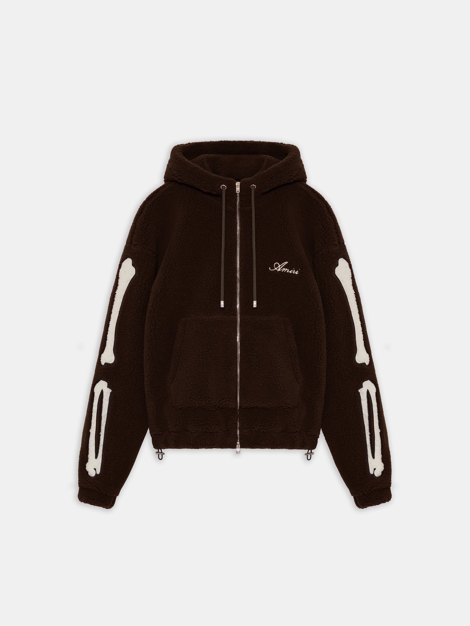 Bones Fleece Zip Hoodie - Dark Brown | Amiri Special Offer