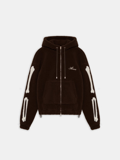 Bones Fleece Zip Hoodie - Dark Brown | Amiri Special Offer