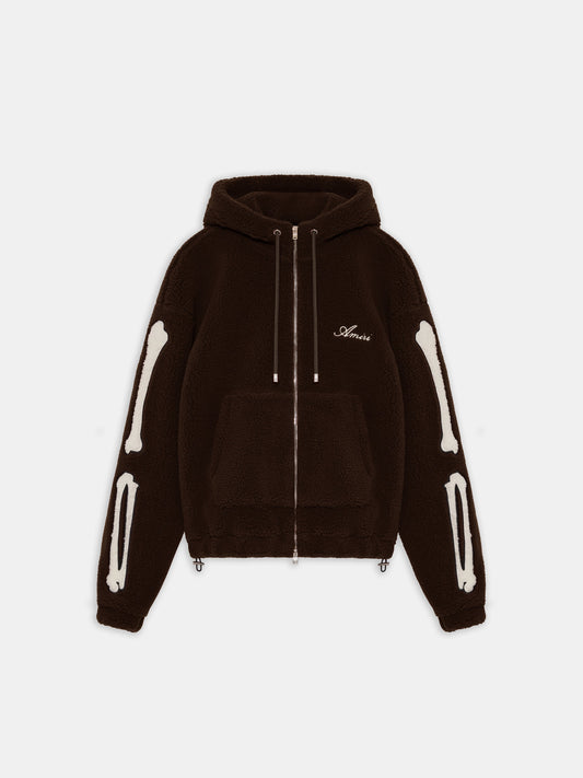 Bones Fleece Zip Hoodie - Dark Brown | Amiri Special Offer