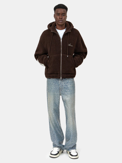 Bones Fleece Zip Hoodie - Dark Brown | Amiri Special Offer