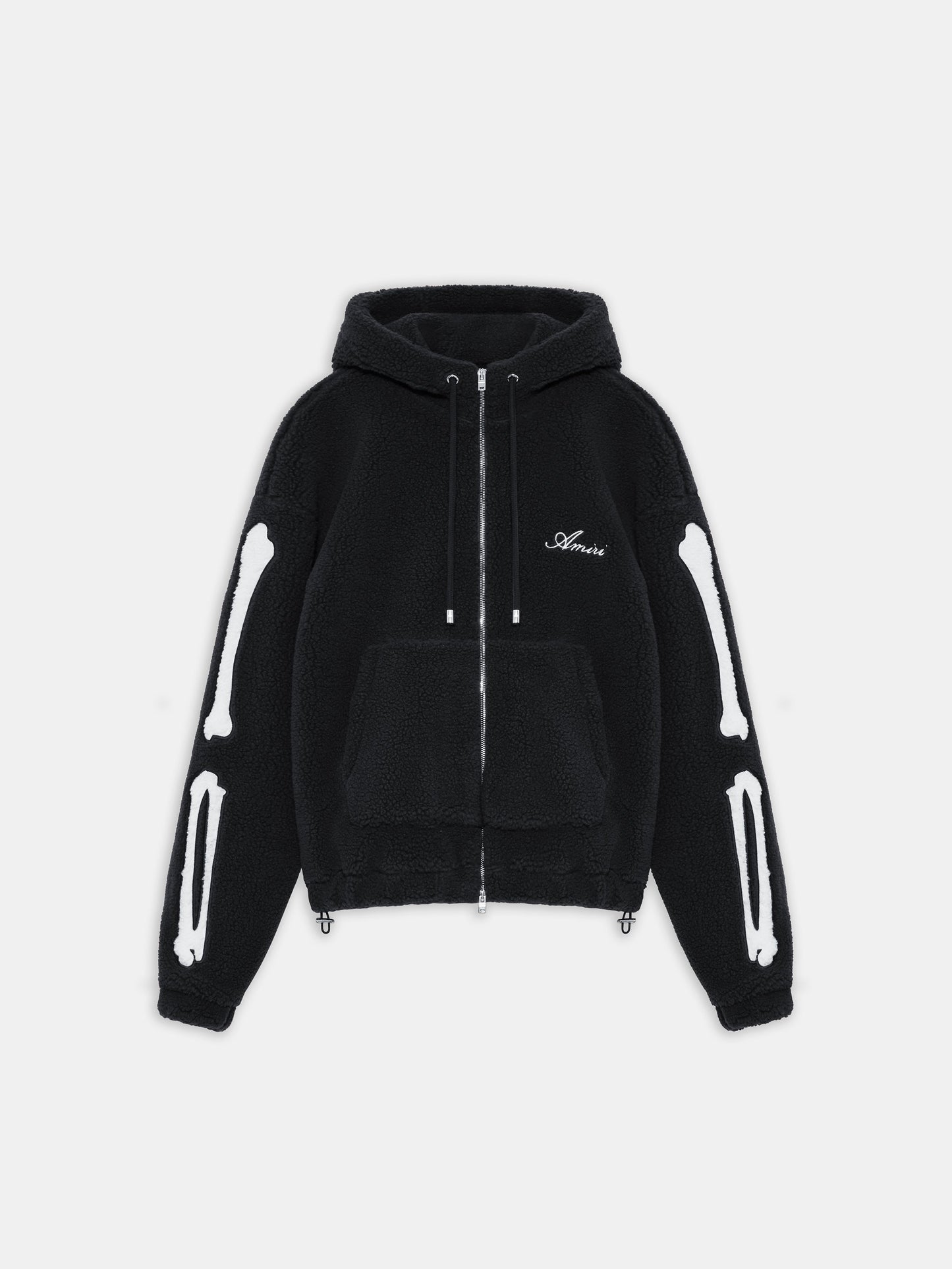 Bones Fleece Zip Hoodie - Black | Amiri Featured