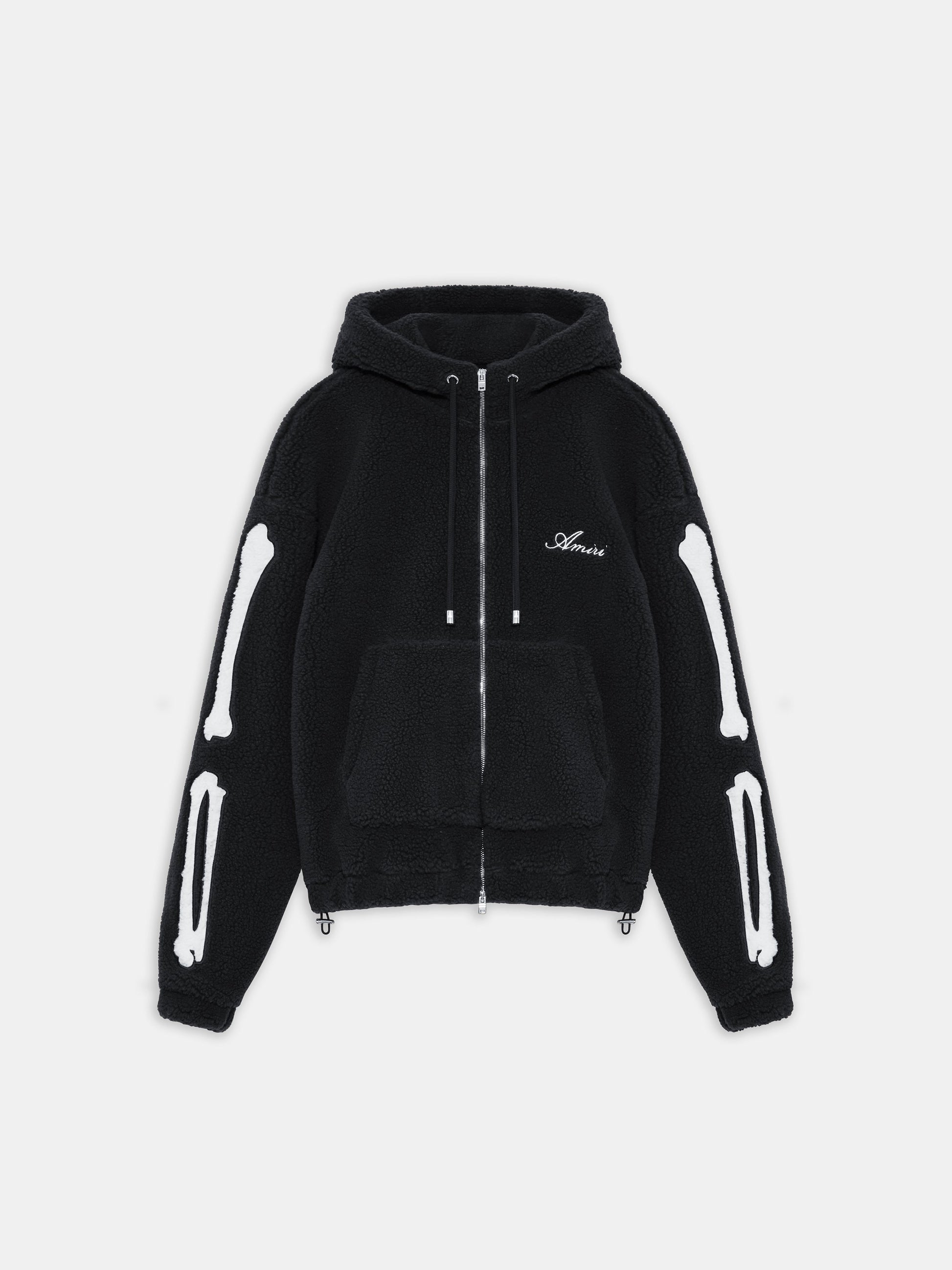 Bones Fleece Zip Hoodie - Black | Amiri Featured