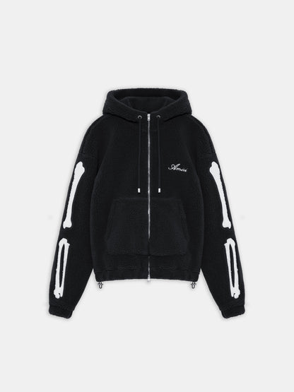Bones Fleece Zip Hoodie - Black | Amiri Featured