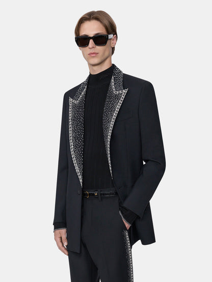 Embellished Lapel Single-Breasted Blazer - Black | Amiri Sale